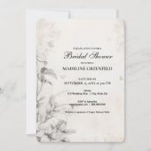 Invitation Mariage Shabby Chic Fleurs Noires (Devant)