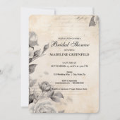 Invitation Mariage Shabby Chic Fleurs Noires (Devant)