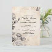 Invitation Mariage Shabby Chic Fleurs Noires (Debout devant)