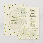 Invitation Mariage Shamrock à pois Enregistrez la date (Devant / Derrière)