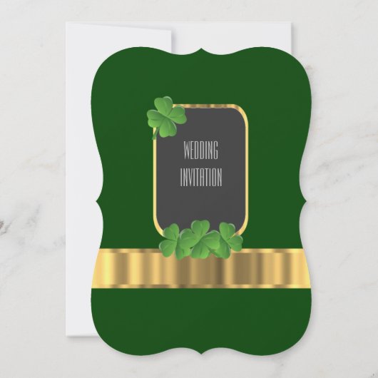 Invitation mariage shamrock irlandais vert (Dos)