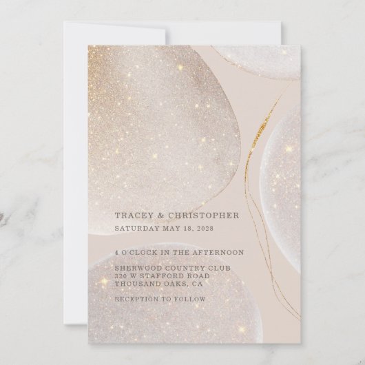 Invitation Mariage Shimmer brillant or et blush (Devant)