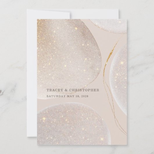 Invitation Mariage Shimmer brillant or et blush (Dos)