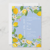 Invitation Mariage sicilien de citron bleu méditerranéen (Devant)