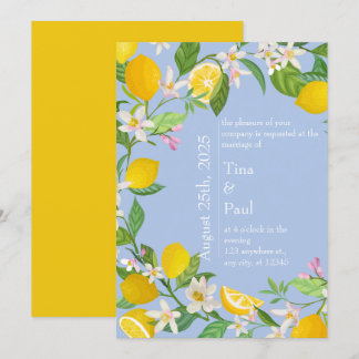 Invitation Mariage sicilien de citron bleu méditerranéen