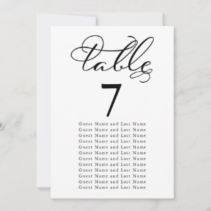 Invitation Mariage Siège Invité Simple Élégante Calligraphie