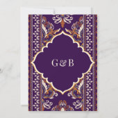 Invitation Mariage Sikh Anand Karaj Ikat Violet foncé Jaune (Dos)