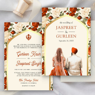 Invitation Mariage Sikh Anand Karaj Punjabi aux Fleurs d'Oran