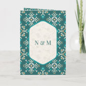 Invitation Mariage Sikh au point de croix sarcelle tout-en-un (Dos)