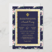 Invitation Mariage Sikh de Midnight Blue Anand Karaj Punjabi (Devant)
