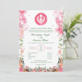 Invitation Mariage sikh du Punjabi Anand Karaj Floral (Debout devant)