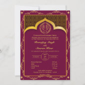 Invitation Mariage sikh du Punjabi Anand Karaj Floral (Devant)