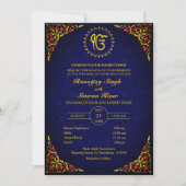 Invitation Mariage sikh du Punjabi Anand Karaj Golden (Devant)