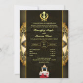 Invitation Mariage sikh du Punjabi Anand Karaj Golden (Devant)