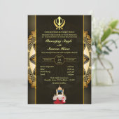 Invitation Mariage sikh du Punjabi Anand Karaj Golden (Debout devant)