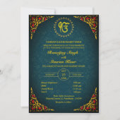 Invitation Mariage sikh du Punjabi Anand Karaj Golden (Devant)