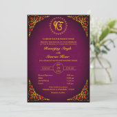 Invitation Mariage sikh du Punjabi Anand Karaj Golden (Debout devant)