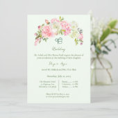 Invitation Mariage Sikh Ik Onkar vert Sage et rose Floral (Debout devant)