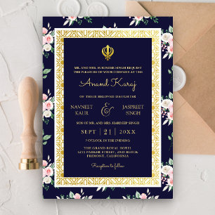 Invitation Mariage sikh pendjabi Anand Karaj bleu de minuit
