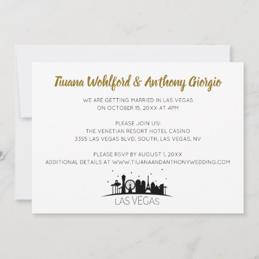 Invitation Mariage Silhouette Black And Gold Las Vegas (Dos)