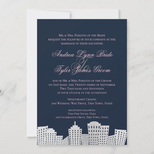 Invitation Mariage Silhouette de Big City (Devant)