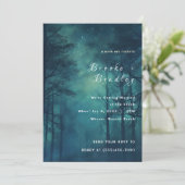 Invitation Mariage Silhouette de Forêt Sarcelle et Vert Foncé (Debout devant)