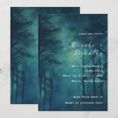 Invitation Mariage Silhouette de Forêt Sarcelle et Vert Foncé (Devant / Derrière)