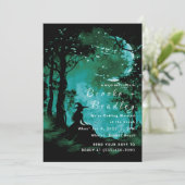Invitation Mariage silhouette de forêt vert sarcelle et noir (Debout devant)