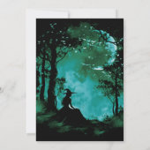 Invitation Mariage silhouette de forêt vert sarcelle et noir (Dos)