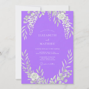 Invitation Mariage silhouette de glycine lavande