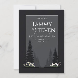 Invitation Mariage Silhouette Minimaliste de la Forêt Nordiqu