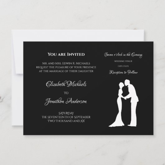 Invitation Mariage Silhouette Noir et Blanc (Devant)