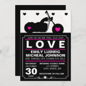 Invitation Mariage Silhouette pour moto noir et blanc (Devant / Derrière)