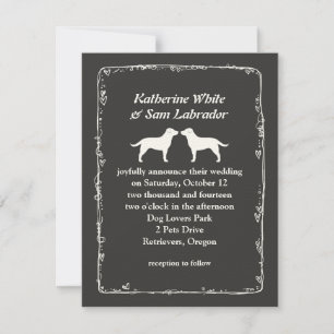 Invitation Mariage silhouettes de chien Labrador Retriever bl