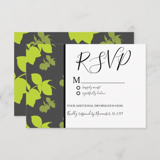 Invitation Mariage Silo Citron Citron Vert Motif Gris Sans Co (Devant / Derrière)