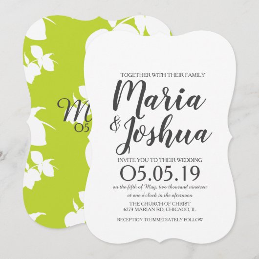 Invitation Mariage Silo Motif Citron Vert Clair Frais (Devant / Derrière)