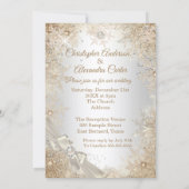 Invitation Mariage Silver Beige Cream Pearl Flocon de neige p (Dos)