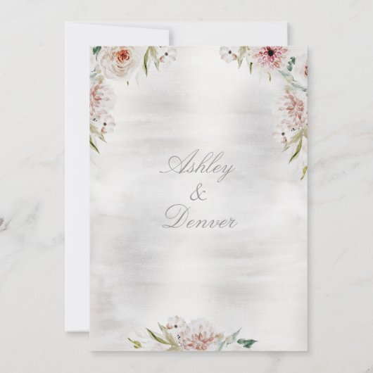 Invitation mariage Silver Blush Garden (Dos)