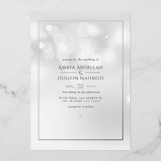 Invitation Mariage Silver Bokeh Foil (Recto)