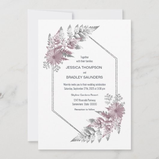 Invitation Mariage Silver Fern (Devant)