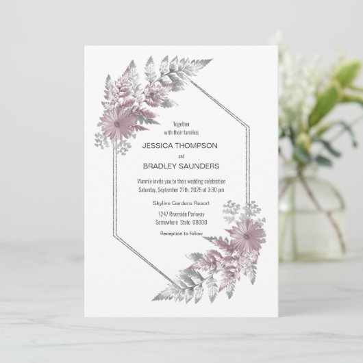 Invitation Mariage Silver Fern (Debout devant)