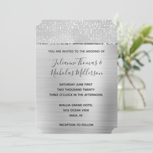 Invitation Mariage Silver Glam Glitz (Debout devant)