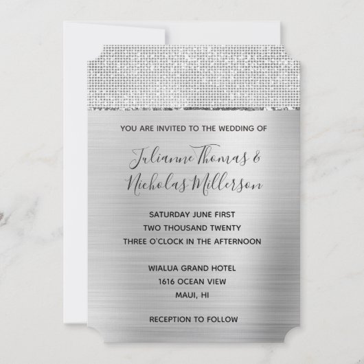 Invitation Mariage Silver Glam Glitz (Devant)