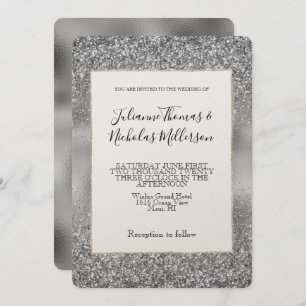 Invitation Mariage Silver Glam Sparkle Glitz
