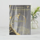 Invitation Mariage Silver & Gold Leaf (Debout devant)