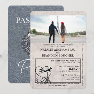 Invitation Mariage Silver Paris Passport