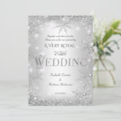 Invitation Mariage Silver Winter Wonderland Couronne royale (Debout devant)
