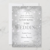 Invitation Mariage Silver Winter Wonderland Couronne royale (Devant)
