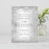 Invitation Mariage Silver Winter Wonderland Couronne royale (Debout devant)