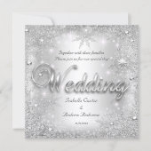 Invitation Mariage Silver Winter Wonderland Snowflakes (Devant)